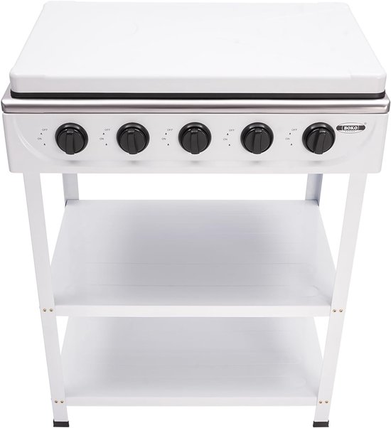 Gasstel 5 Pitten - Buiten kookplaat - Kamperen en buiten - Met windscherm - 61.5 x 42.5 cm - Wit — afbeelding 3