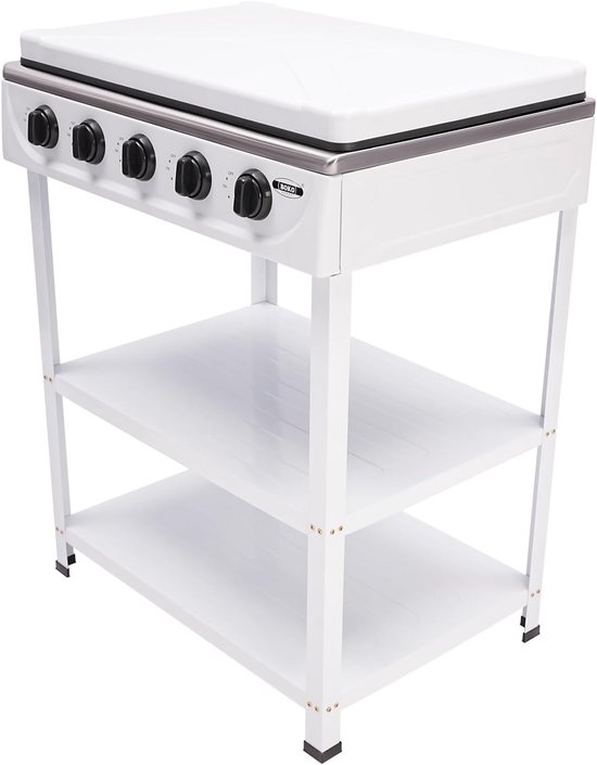 Gasstel 5 Pitten - Buiten kookplaat - Kamperen en buiten - Met windscherm - 61.5 x 42.5 cm - Wit — afbeelding 4