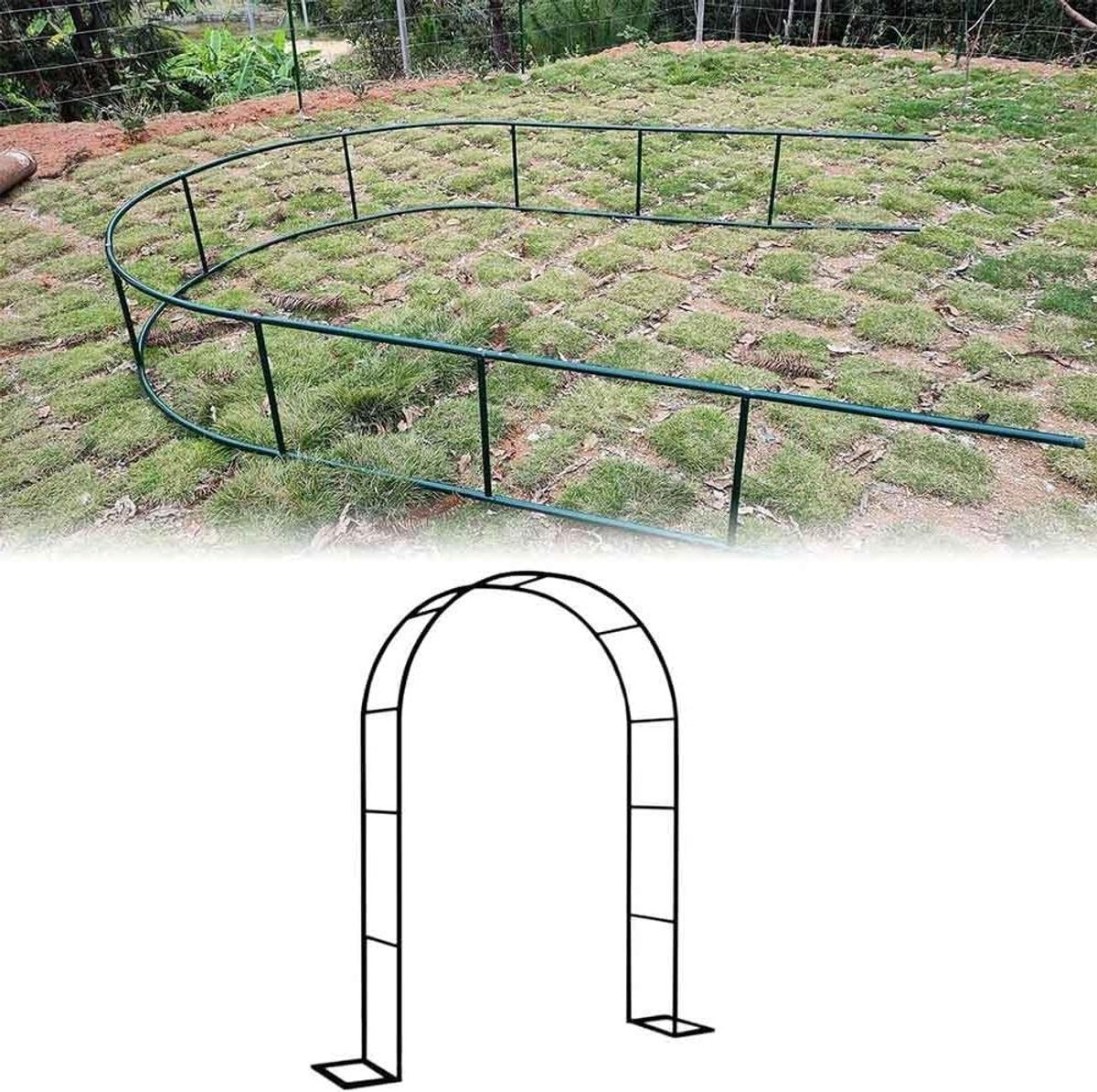 Grote tuinboog - Prieel boogweg - Klimplanten ondersteunen - Metaal weerbestendig - 1.8 x 2.2 meter - Wit