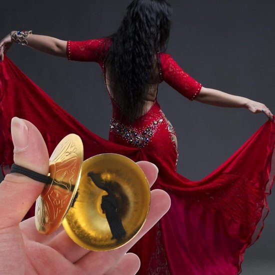 Kinderen Metalen Bekkens - Vinger Cimbaaltjes - Muziek Maken - Koperen Klank - 53 mm - Goud — afbeelding 2