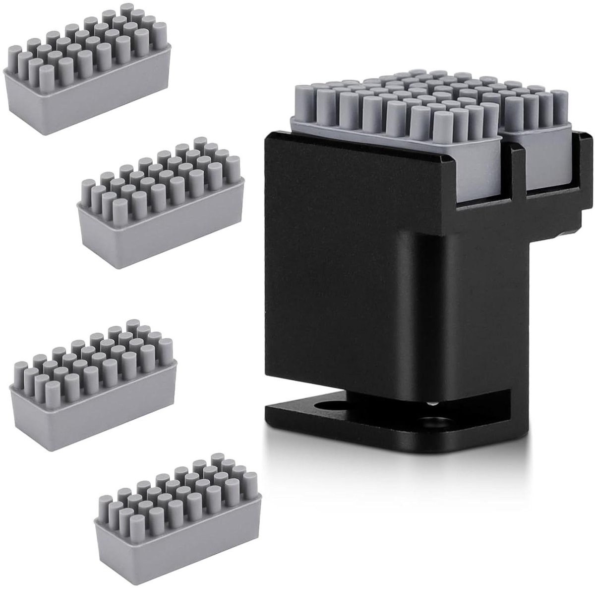3D Printer Borstel - Nozzle Wiper - Print Kwaliteit Verbeteren - Aluminium Basis - 4 Stuks Extra - Zwart Grijs