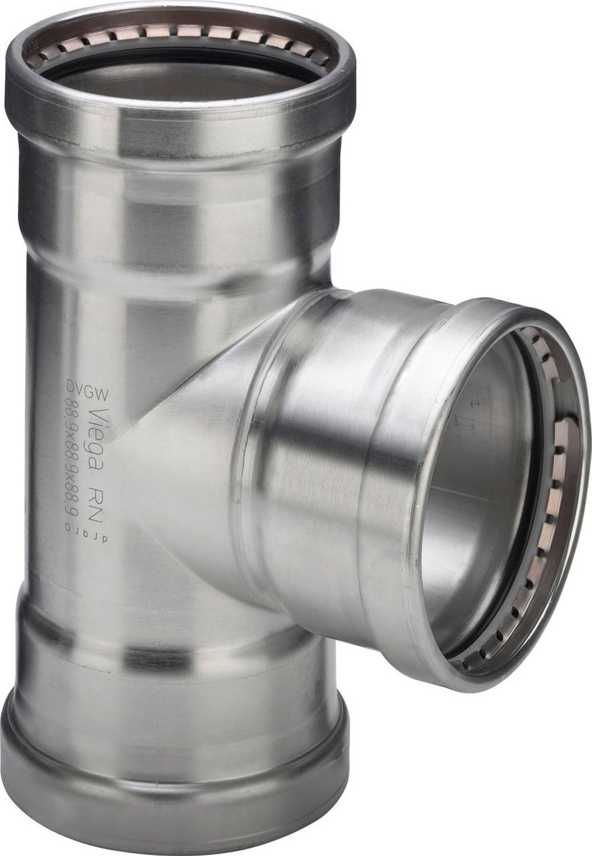 Viega Sanpress Inox XL-T-stuk, d1 76,1, d2 28, d3 76,1 roestvrij staal Model 2318XL, 483012