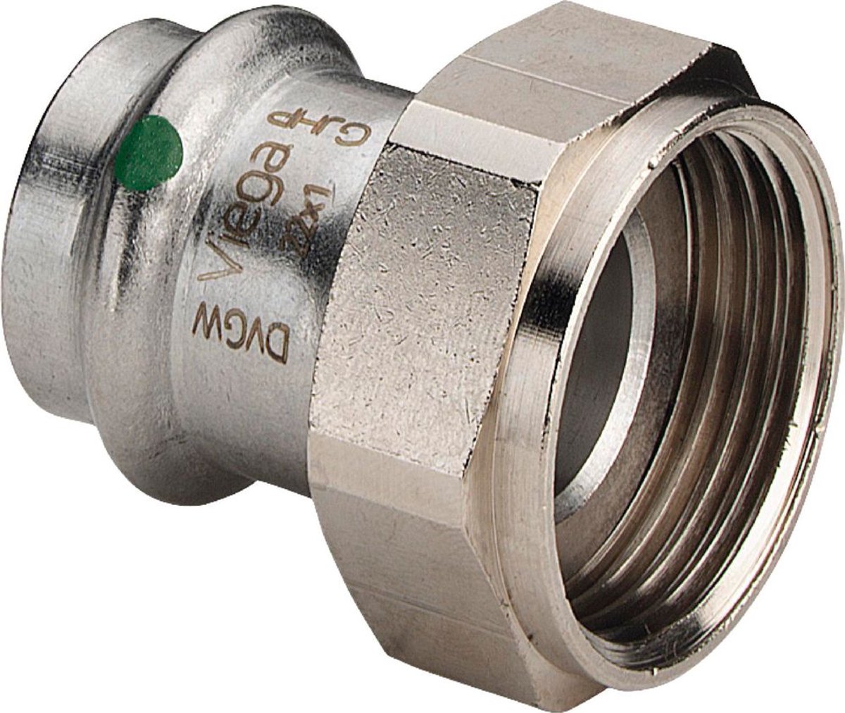 Viega Sanpress Inox-aansluitkoppeling, d 42mm, G 13/4 messing vernikkeld, roestvrij staal model 2363, 437893