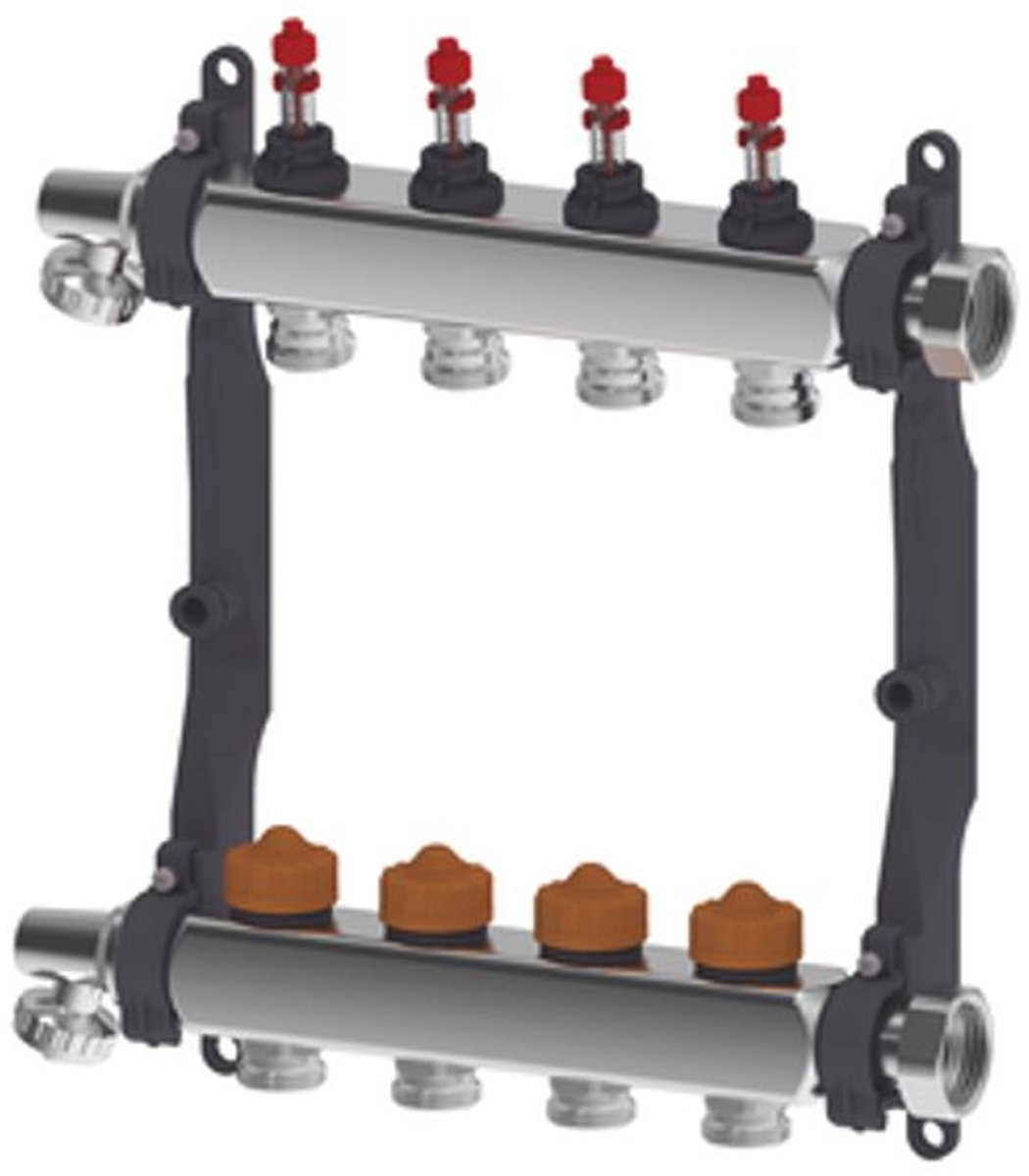 Roth Thermaset verwarmingscircuitverdeler RVS met DFA HK 11 1" IG/afsluitbaar, 1135010021
