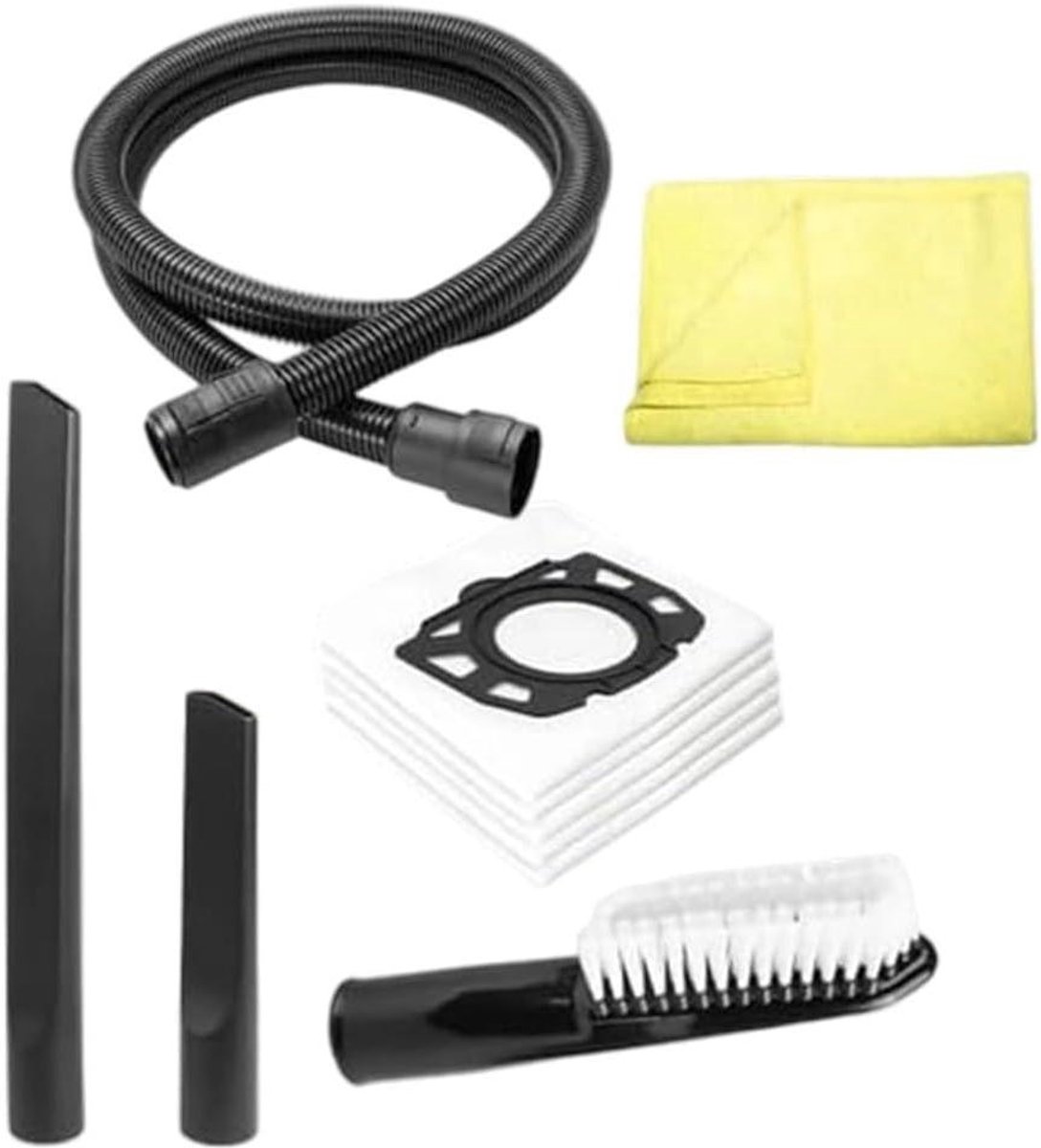 Interieur Reinigingsset - Stofzuiger Accessoires - Auto en Huis - Extra Lange Mondstuk - 1.5m Slang - Grijs