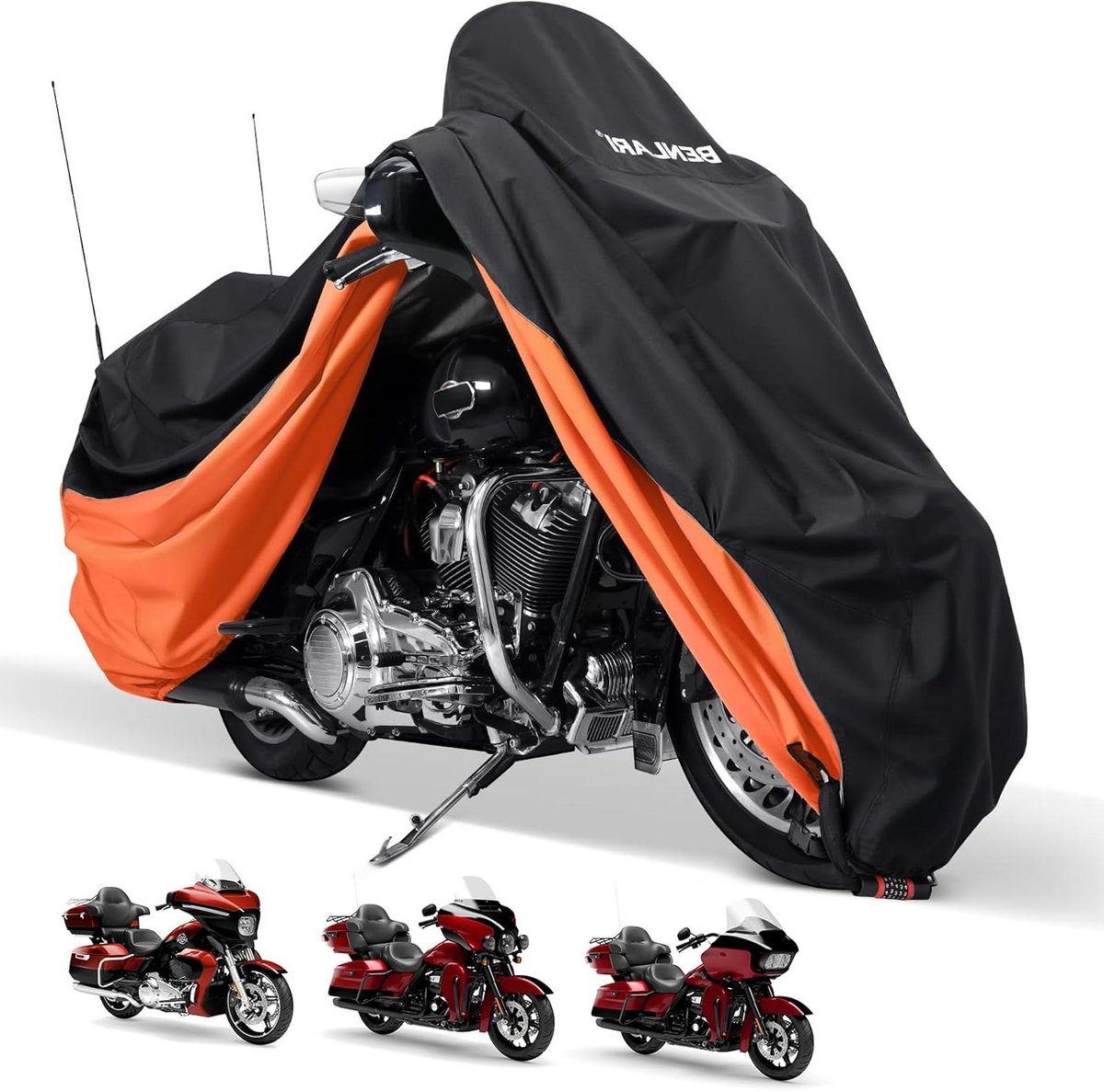 Waterdichte Motorhoes - Motorfiets Cover Beschermhoes - Motor Beschermen - 300D Oxford Stof - 244 x 152 x 102 cm – foto 7