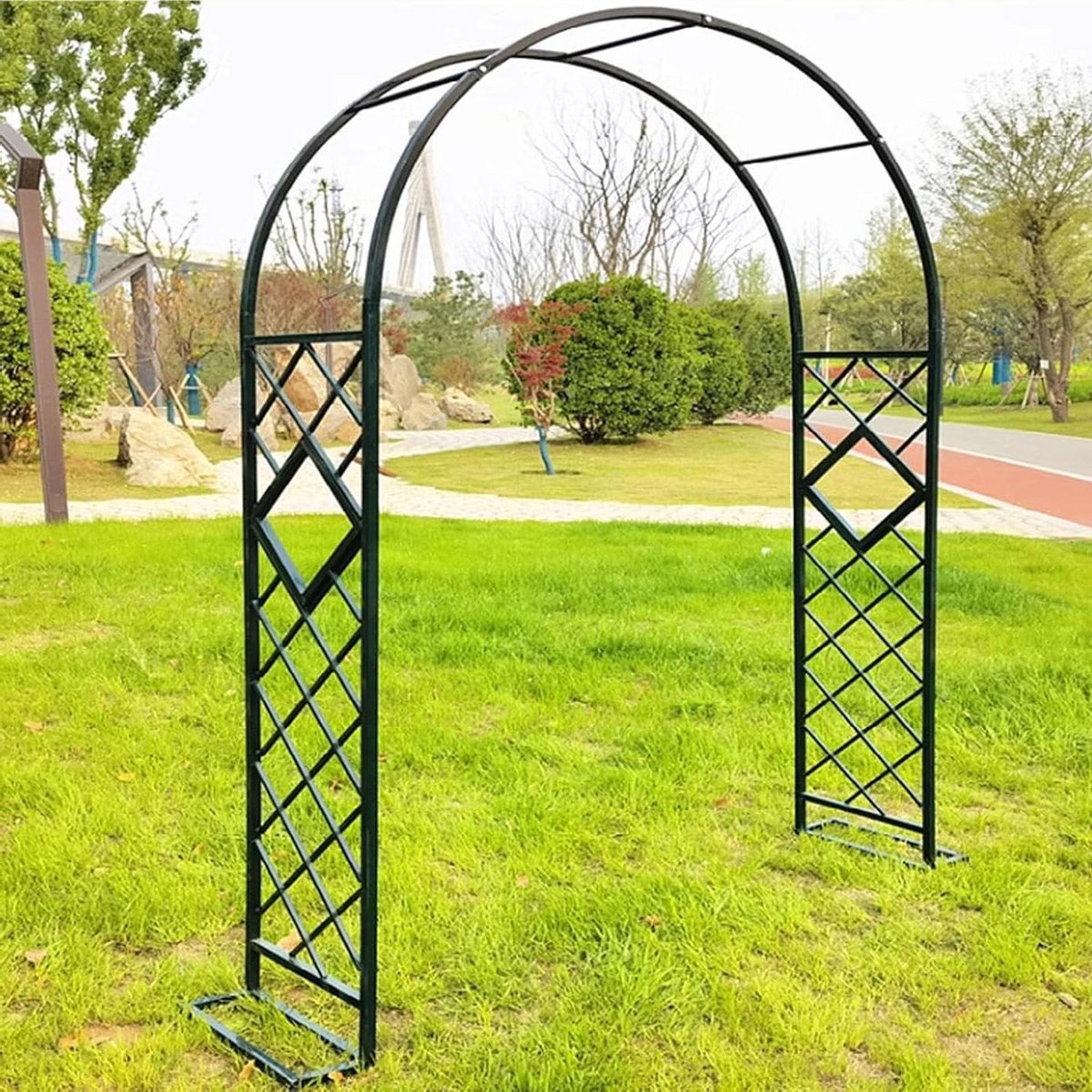 Tuinprieel, Zware Metalen Rozenboog, 140 cm tot 340 cm Grote Bruiloft Prieel Boog, Zwart/Wit/Groen, Sterke Metalen Prieel Bloemenstandaard Voor Klimplanten,Green-1.4 * 2.3m