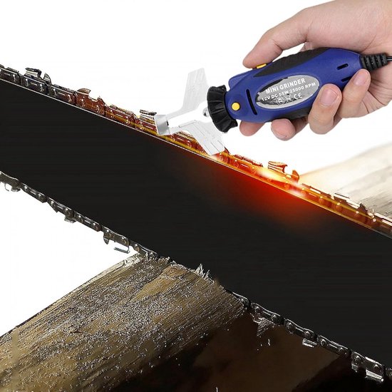 12V Elektrische kettingzaag slijper - 25000RPM - met krokodillenklem - geschikt voor Dremel - Stihl - Oregon geschikt voor OEM zaagkettingen van Merkloos	 — afbeelding 2
