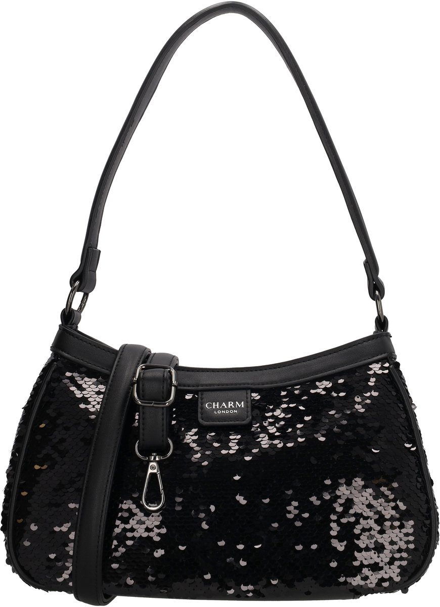 Charm London Las Vegas Handtas - Pailletten - Schoudertas - Verstelbare Schouderband - Chique Tas - Dames - Crossbody - Zwart