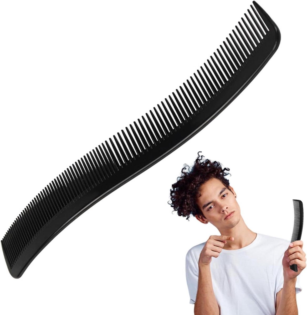 Kapperskam Fijne Tanden - Stylingkam Haar - Professioneel Knippen - Ergonomisch Antislip Handvat - 21 cm - Zwart