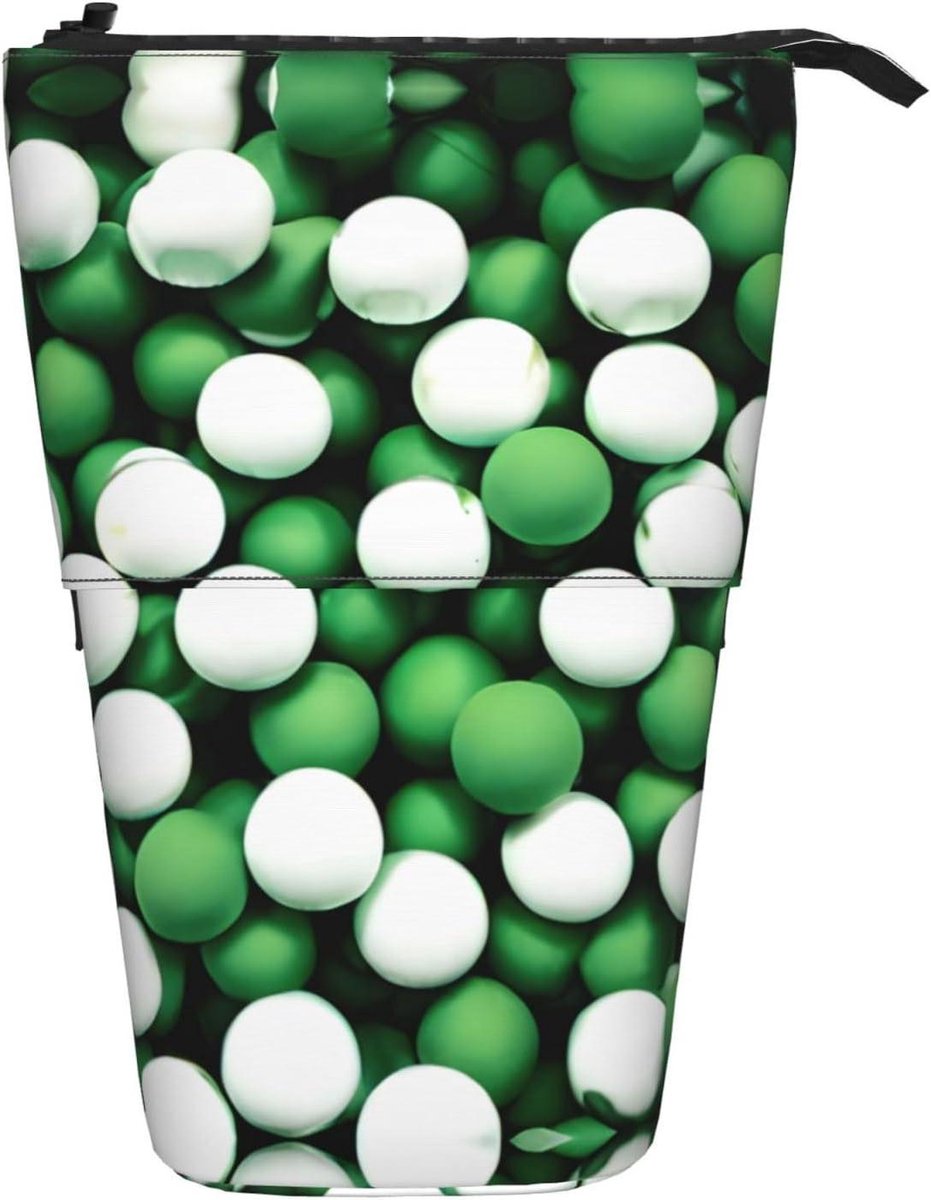 Multifunctioneel Etui - Opbergtas Pennen - Schrijfgerei Organiseren - Wasbaar Polyester Materiaal - 18 cm - Wit Groen