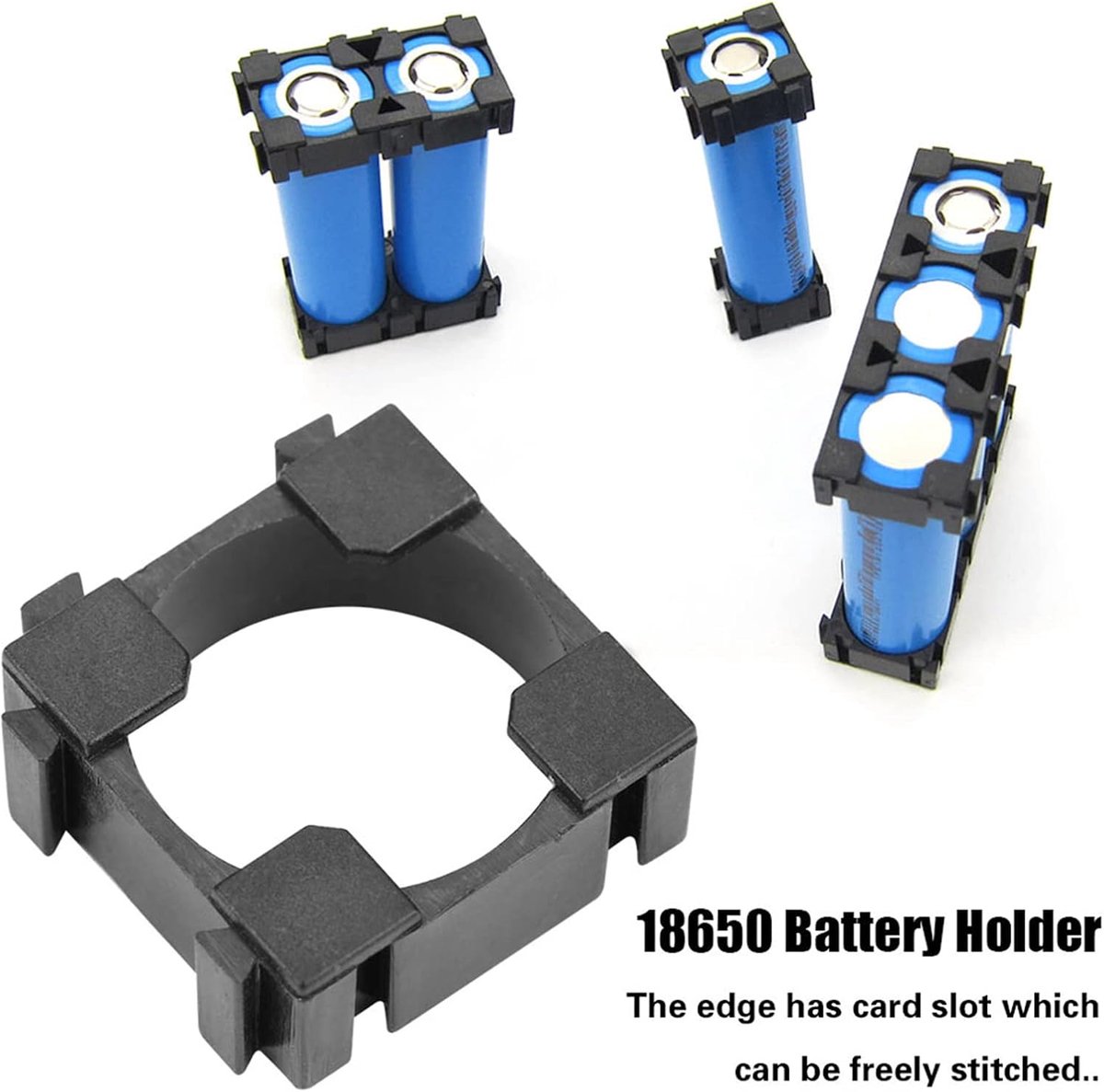 Batterijhouders - Cilindrische Accuhouder - Batterijen Organiseren - Veiligheid Anti-vibratie - 100 Stuks - Zwart