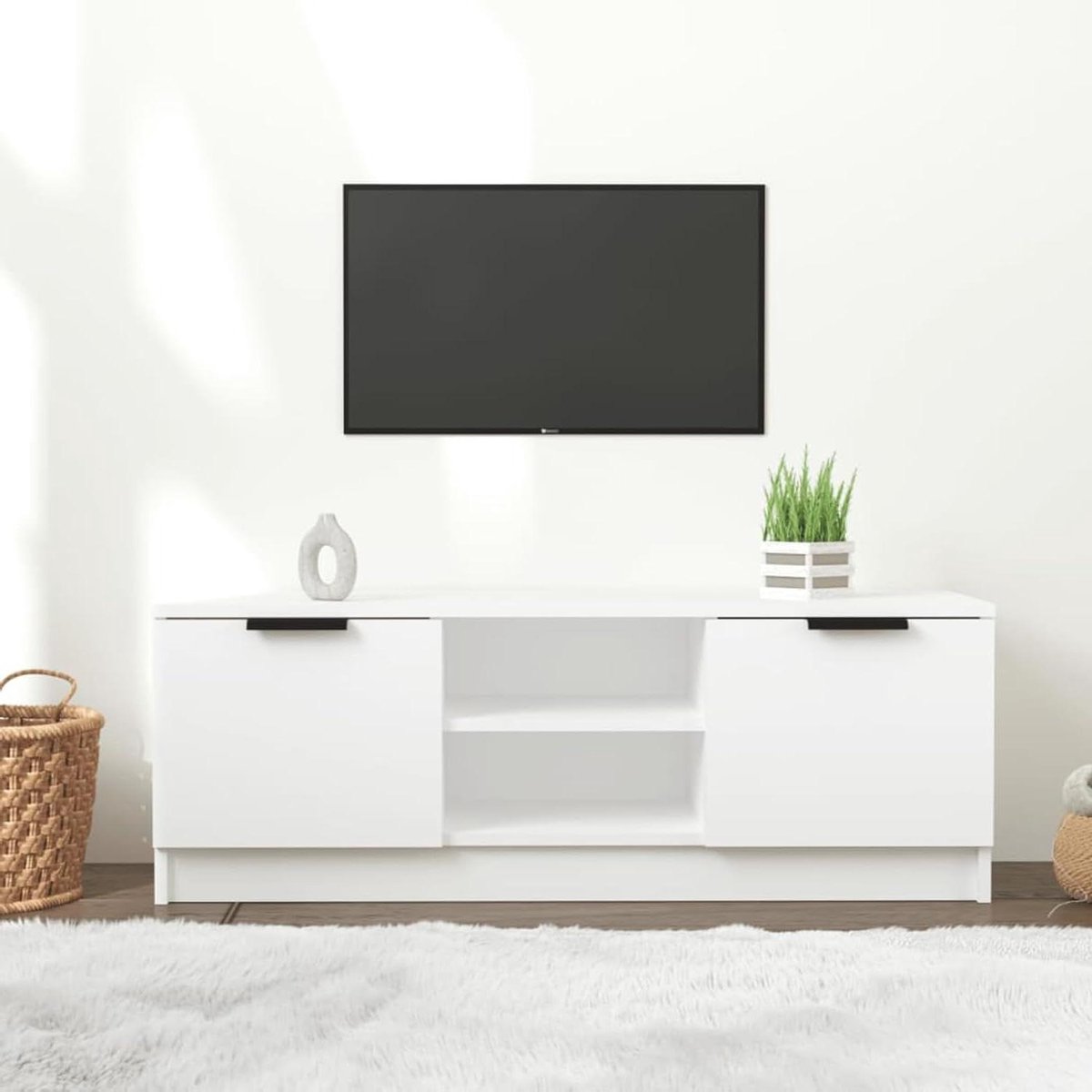 TV-kast - Televisiekast Dressoir - Woonkamer Organiseren - Veel Opbergruimte - 102 x 35 x 365 cm - Wit
