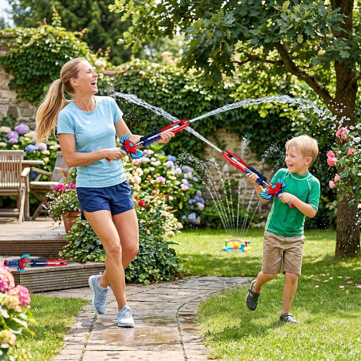 Water Speelgoed - Waterkanon Kinderen - Zomerse Pret - Vijf Nozzles - 43 cm - Blauw – foto 3
