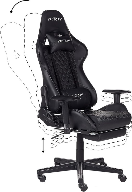 Gamestoel Ergonomisch - Gaming stoel - Comfortabel Zitten - Uittrekbare Voetsteun - 55x60x132 cm - Zwart — afbeelding 4
