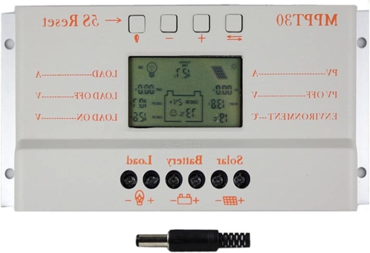 Solar Laadregelaar - Zonnepaneel Controller - Energie Beheer - Automatische Schakelaar - 30A - Zwart