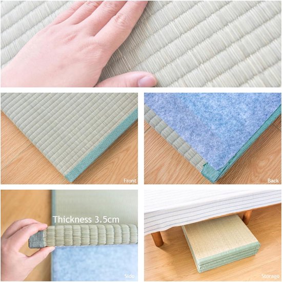 Japanse Futon Matras - Tatami Matras - Meditatie Yoga - Natuurlijk Biezengras - 90x200cm - Lichtgroen — afbeelding 4