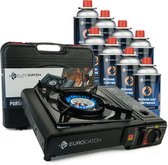 Kooktoestel op Gas - incl. 8 Butaan Gasbussen - Gas Stove - Camping Kooktoestel - Gaspit - Gasfornuis - Gasstel - Cooker - Draagkoffer