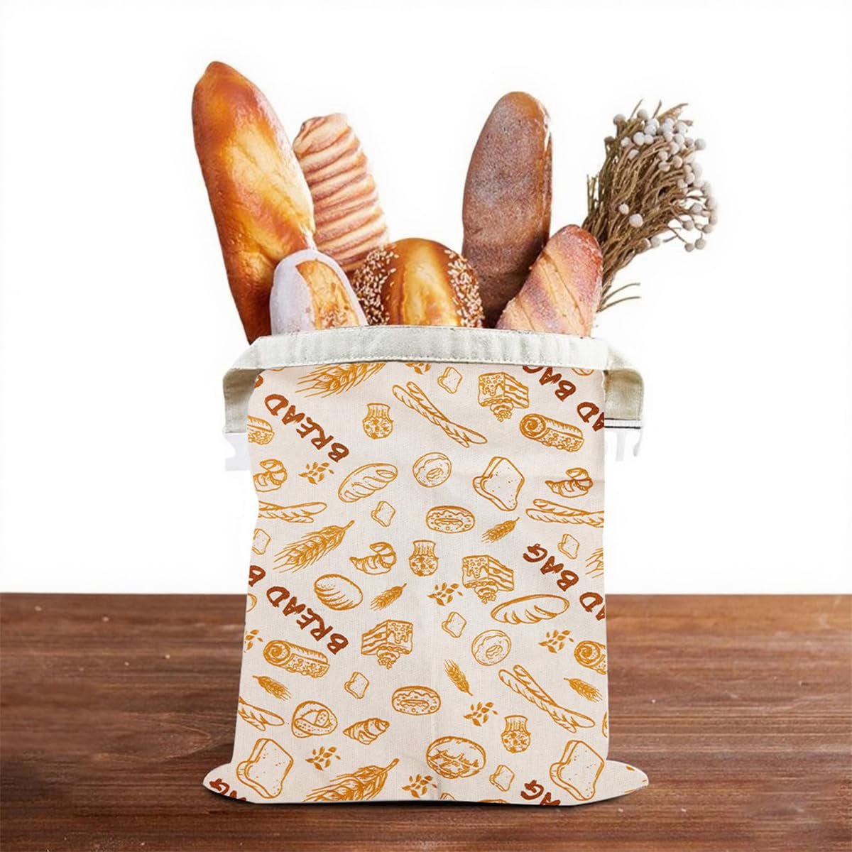 OLOEY Originele broodzak met bijenwasvoering voor zelfgebakken brood – Herbruikbare linnen broodopslag – Zak voor het vers houden van zuurdesembrood (17 x 13 inch)