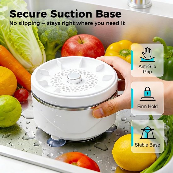 2 Stuks Pesticiden Reiniger - Draagbare Groente- en Fruitreiniger - Draadloze Groentewasser - 15W Krachtige Vortex - 4 Instelbare Standen - 3600mAh Grote Accu - Produce Purifier - Titanium Zuivering - IPX7 - Groentereiniger - Voor Fruit, Groenten — afbeelding 2