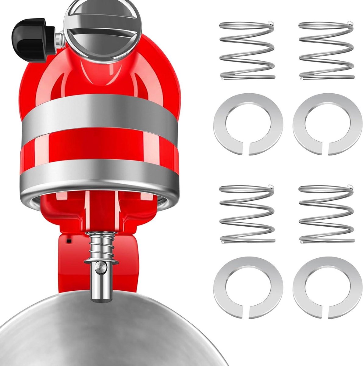 Veer en ring set Mixer accessoires Keukenmixer reparatie Voedselveilig roestvrij staal 4 verpakkingen Metallochroom