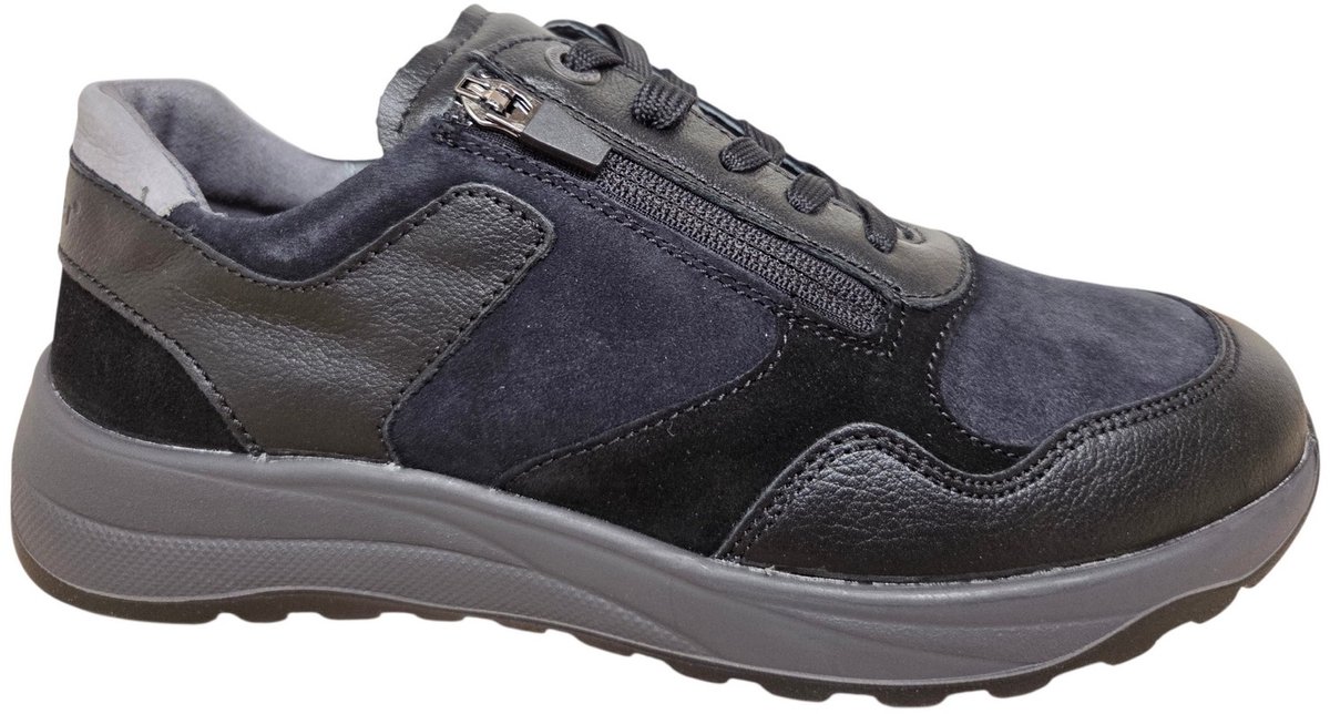 Waldlaufer 662001 501 954 John Sneakers Zwart Leer en Suede Heren - Zwart - 44