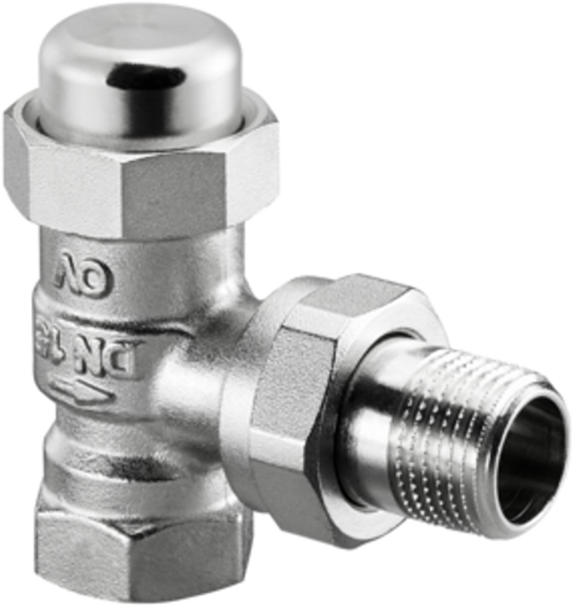 OVENTROP Retourkoppeling Combi LR Hoek DN 25, R 1 x Rp 1, PN 10, Messing, vernikkeld, 1027568