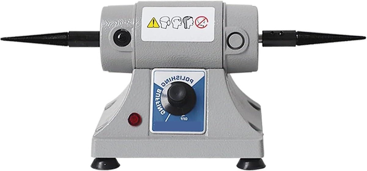 Metaal Polijstmachine - Slijpmachine Tafelmodel - Sieraden Afwerken - Dubbele Kop - 0-7000rpm - One Color