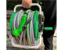 Portable Garden Hose Reel Cart, Stainless Steel Hose Cart with Water Gun, Hose Reel Holds Outdoor Water Pipes and Water Plants (Color : Green, Size : 10m)