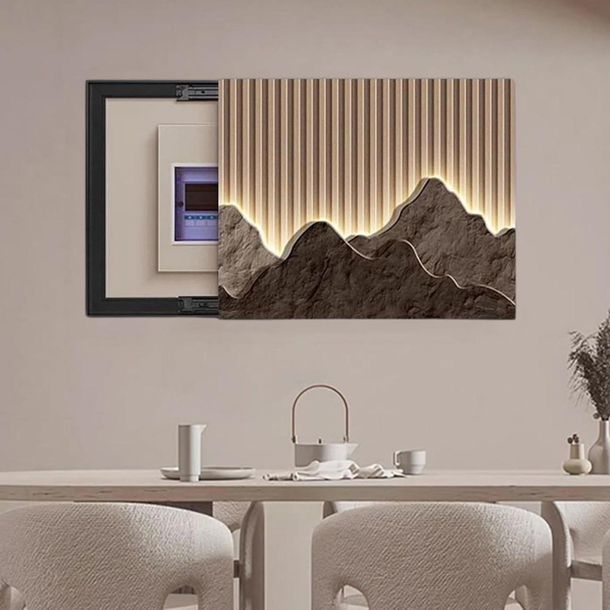 Meterkast Decoratie - Groepenkast Cover - Woonkamer Verfraaien - Stille Glijders - 45 x 35 cm - Stijl G