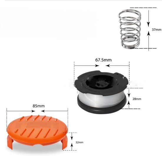 Grastrimmer elektrisch - grasschaar - Geschik voor Black & Decker GL4525, GL5028, GLC1423L, GLC1825L grastrimmer - voor trimmer met diameter van 1,6 mm - bevat 4 trimmerspoelen - 2 beschermkap - 2 veren — afbeelding 3