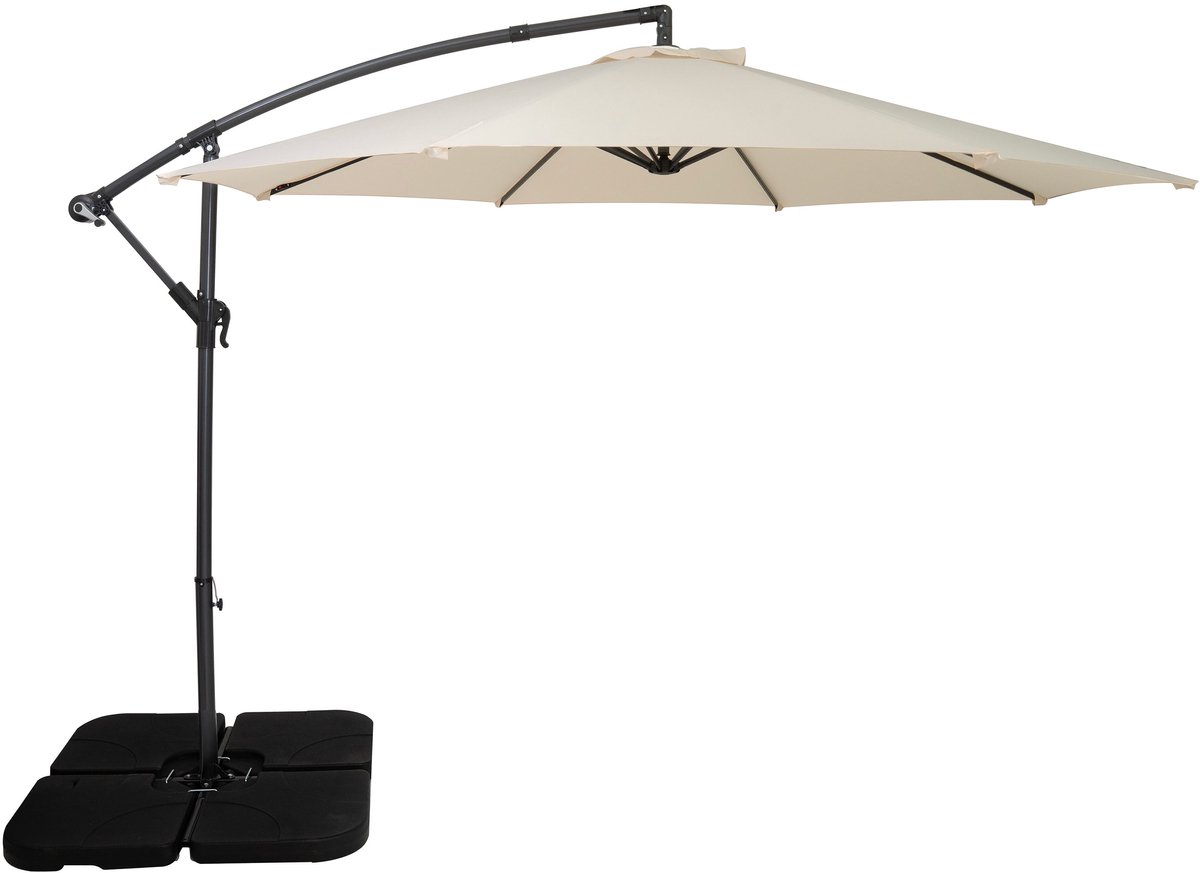 Zweefparasol 3 m & vierkante parasolvoet - crème - hangparasol tuin en terras