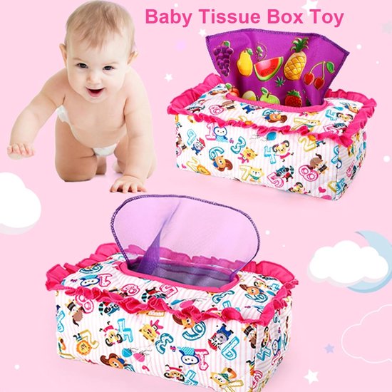 Tissuebox, babyspeelgoed, Montessori-speelgoed, geschikt voor de sensorische ontwikkeling van baby's en peuters van 6 tot 12 maanden. van Eetrite — afbeelding 2
