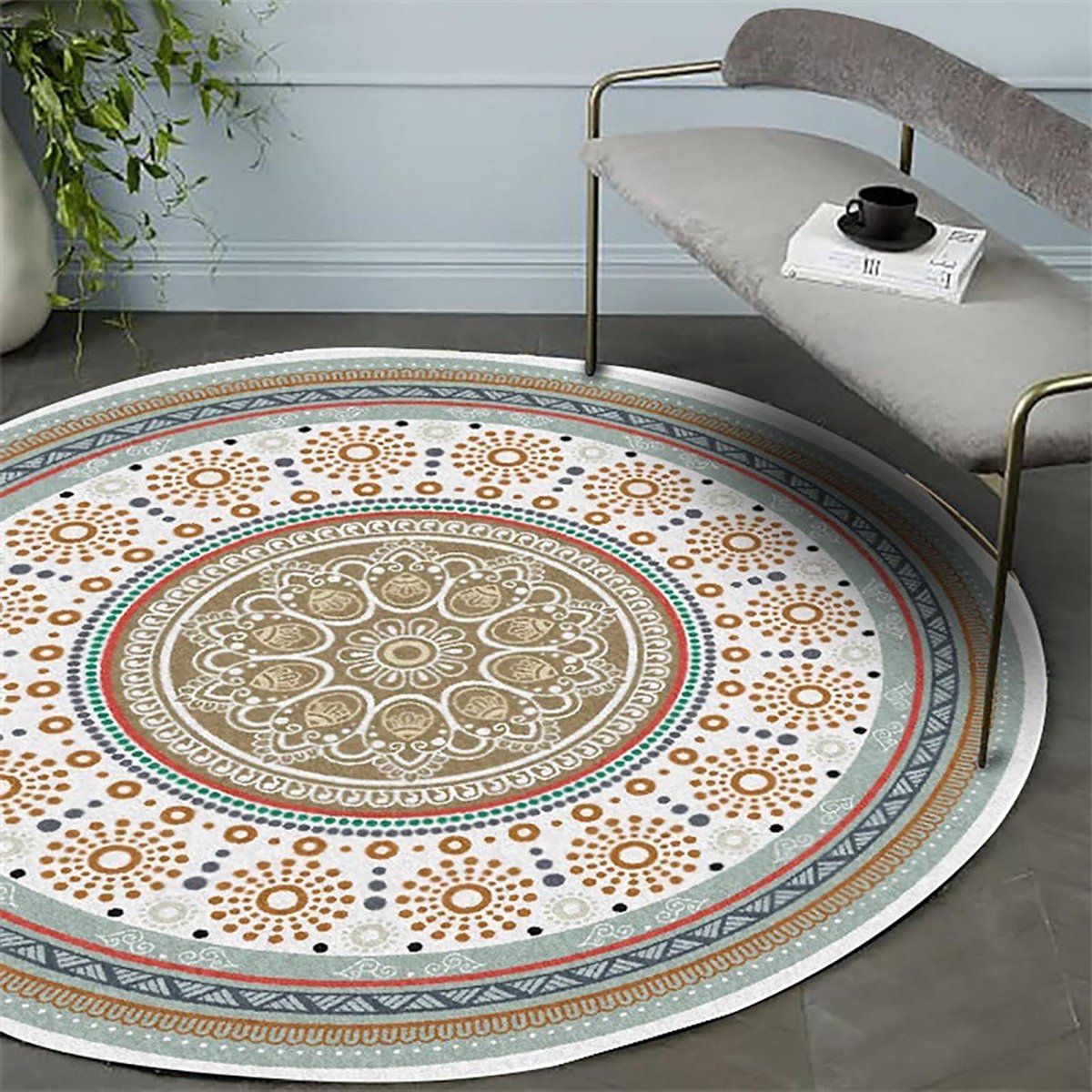 Rond Vloerkleed - Zachte Vloerbedekking - Ruimte Decoratie - Kortpolig & Wasbaar - 110 cm