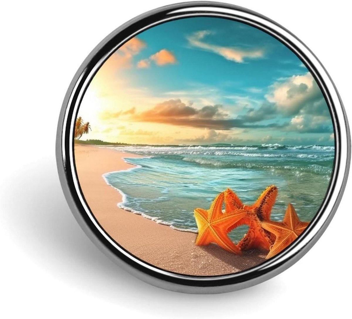 Naam Badge - Naam Tag - Identificatie Dragen - Sterke Bevestiging - Ronde Vorm - Strandlandschap