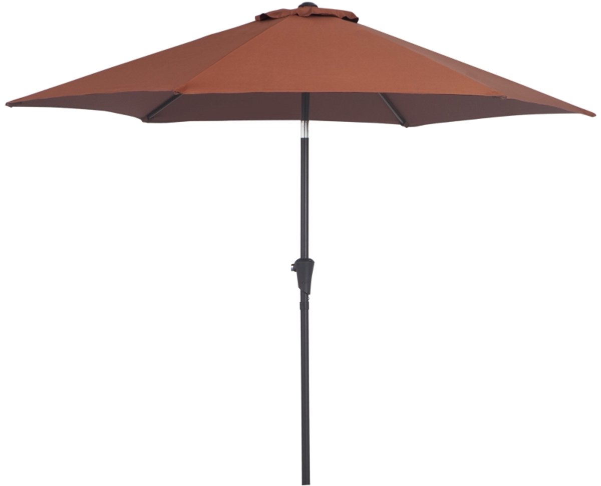 Premium Parasol - Opvouwbare Tuinparasol - Stokparasol met Handslinger - Ø2,6 x 2,35 m - Strandparasol - Marktparasol - Kantelbaar & Verstelbaar - Waterafstotend - UV-Bestendig - Strand, Balkon, Terras & Tuin - Koffiekleur