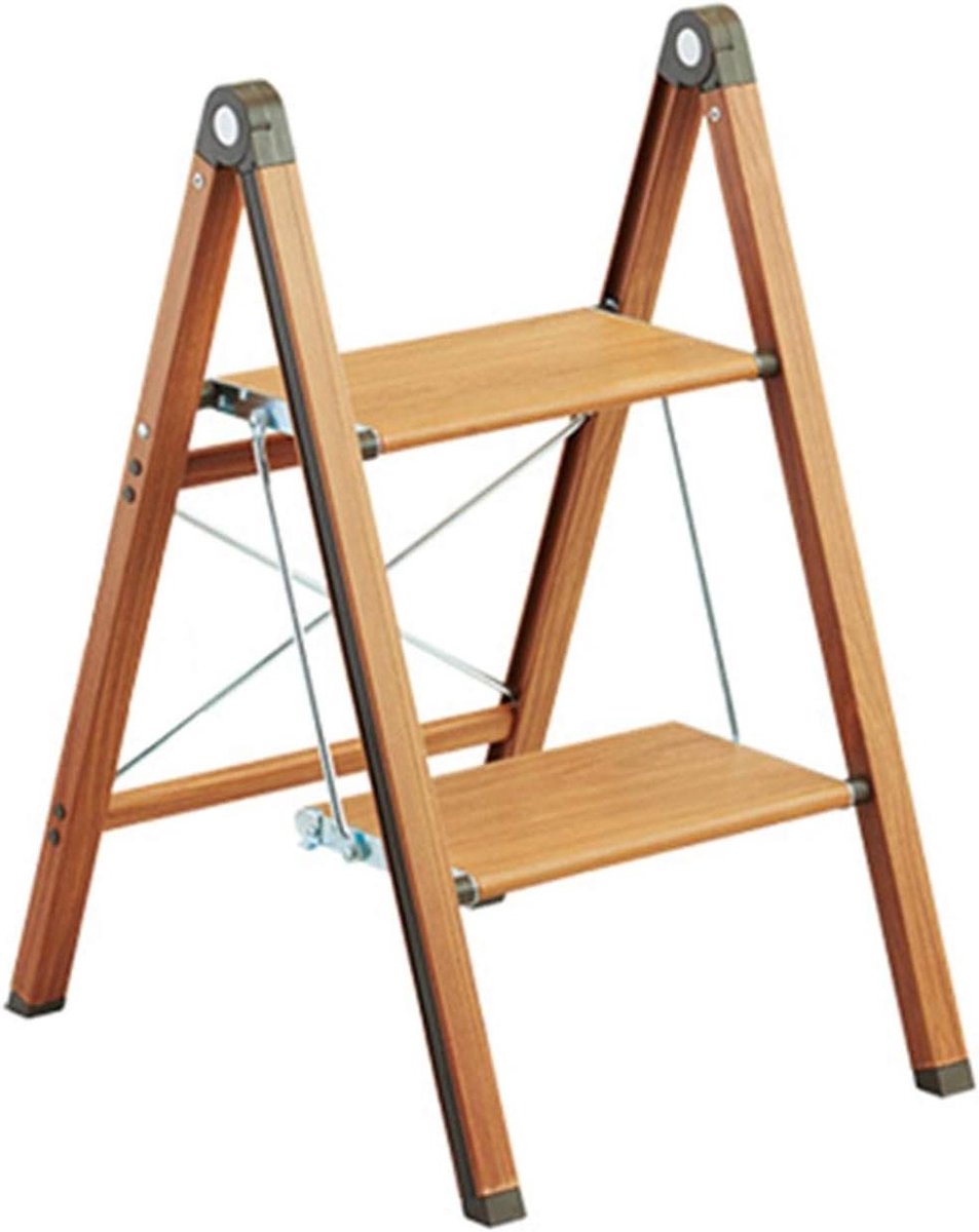 Opvouwbare Ladder - Vouwtrap Huishouden - Klusjes Binnenshuis - Antislip Pedalen - 70 cm Hoog - Aluminium