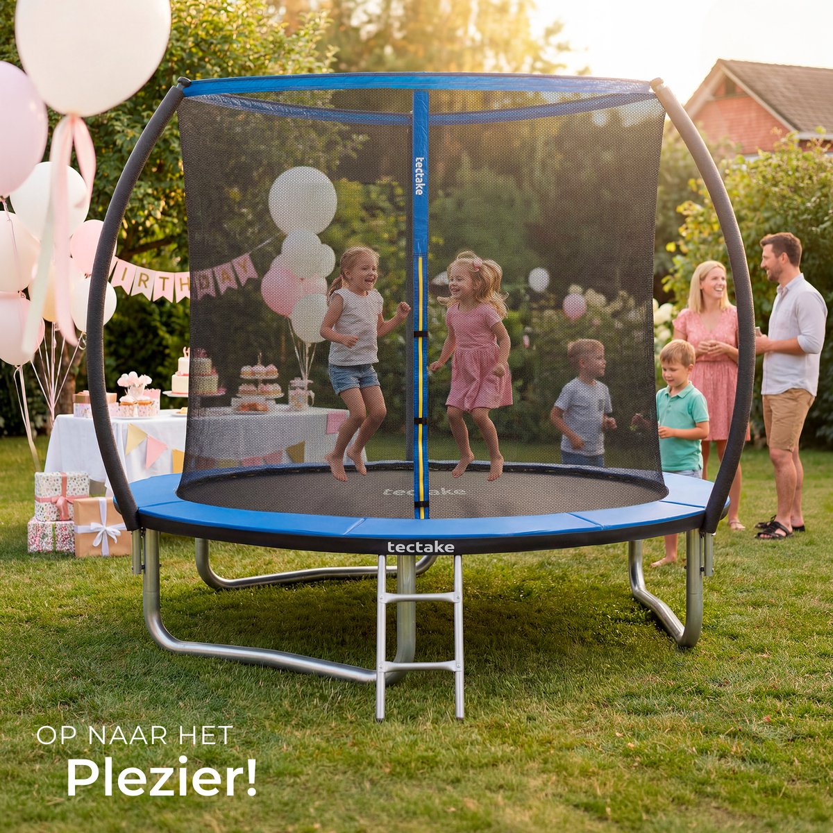 tectake® Trampoline met Veiligheidsnet en Trap - 244 cm - Veilig en Stevig - Voor buiten - Tuintrampoline - Fitnesstraining - Kindertrampoline — afbeelding 6