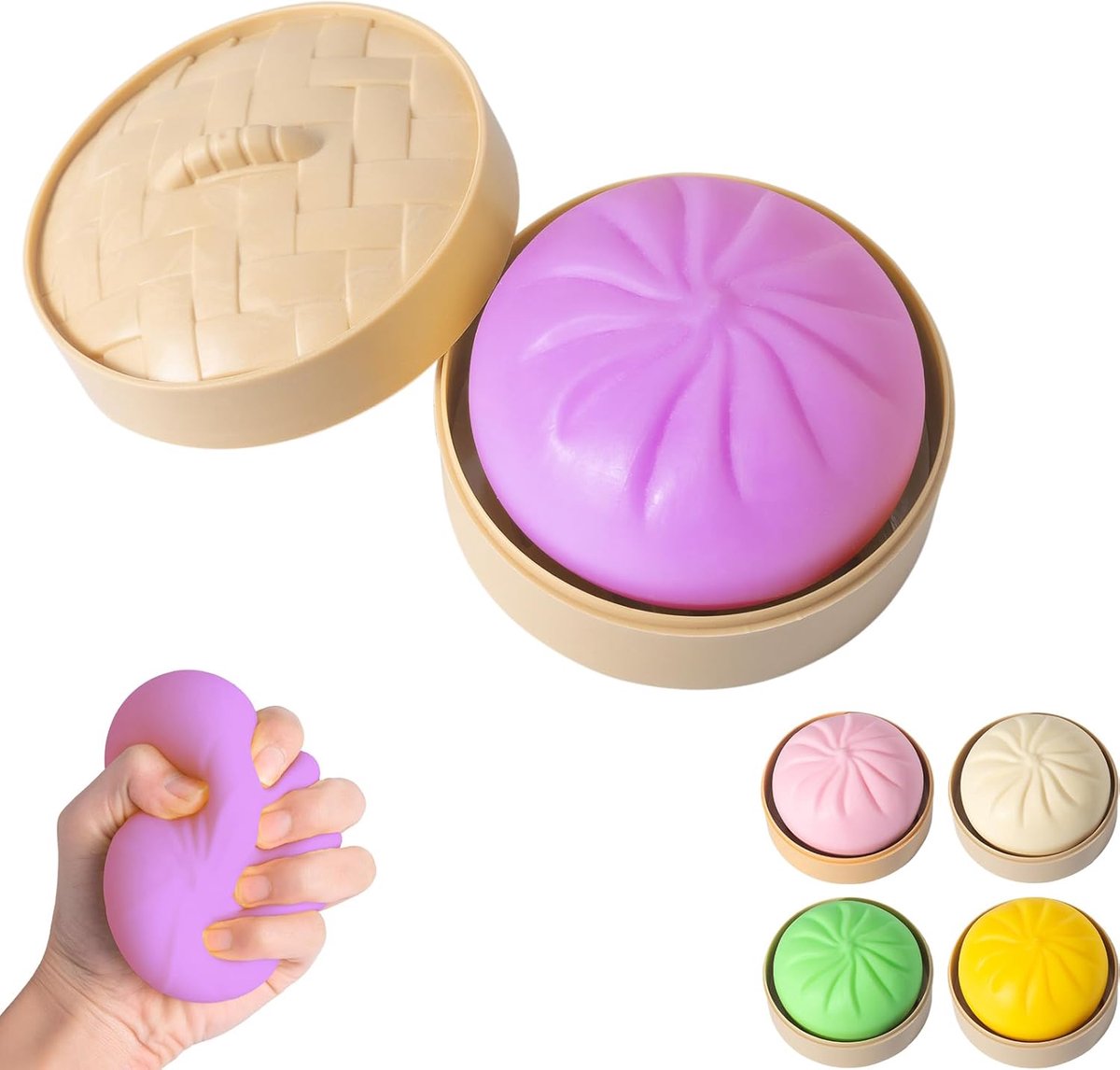 OLOEY Dumpling Squishy-​​Mystery Squishy Dumpling-doos-Fidget Toys voor volwassenen en tieners-Sensorisch stressbal-knijpspeelgoed voor stressverlichting(Paars)