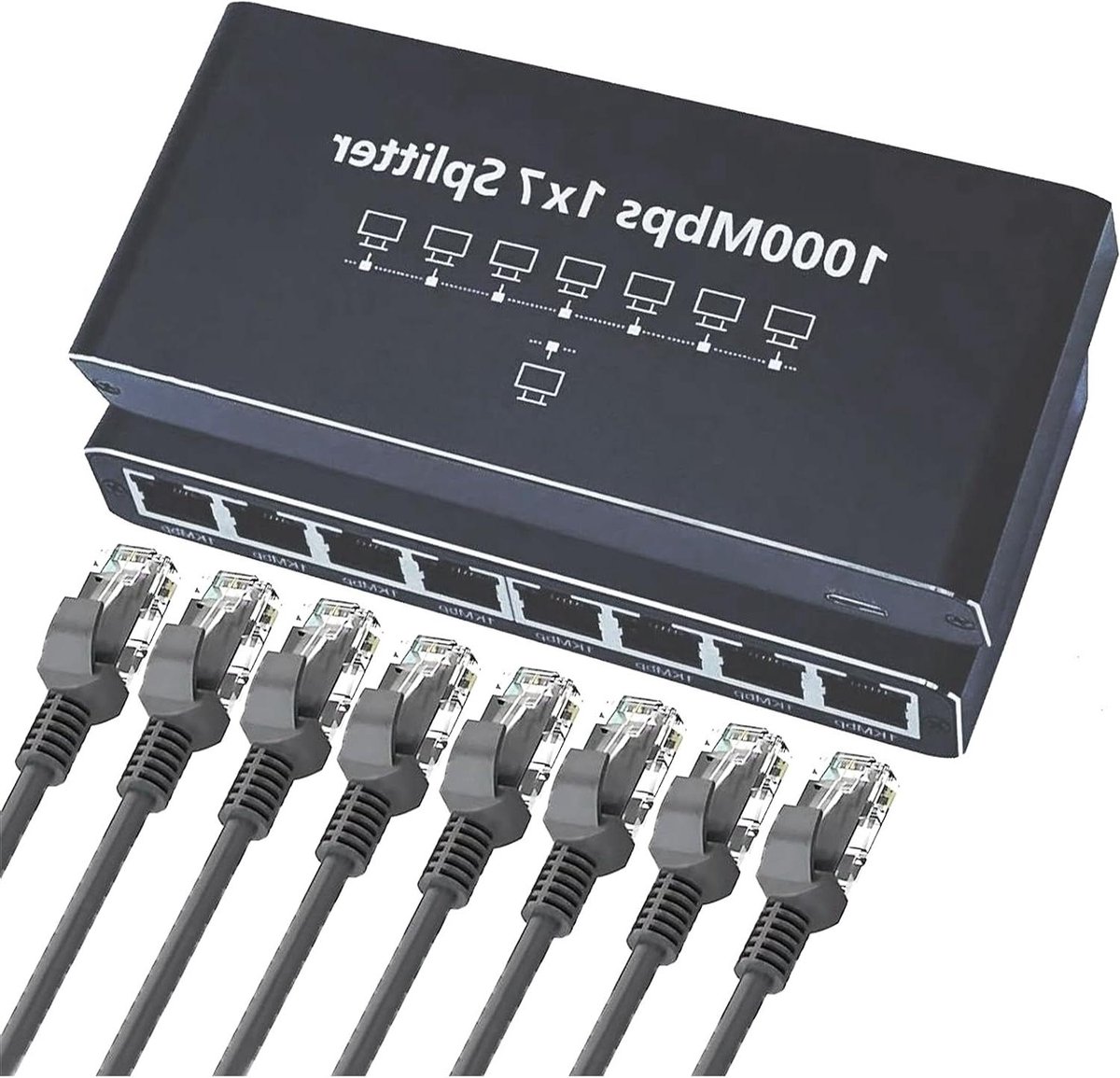 Ethernet Splitter - Internet Hub - Netwerk Uitbreiden - 8 Poorts Gigabit - 1000 Mbps - Zwart