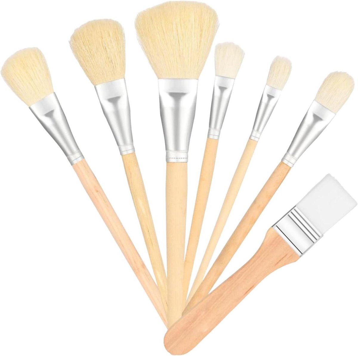 Acrylic Painting Brushes - 7pcs Making Mop Brush Set, Fan and Mop Brushes for Canvas, Acrylic and Craft Projects, Synthetic Bristles, Artist Paint Tools for Studio Class Or
