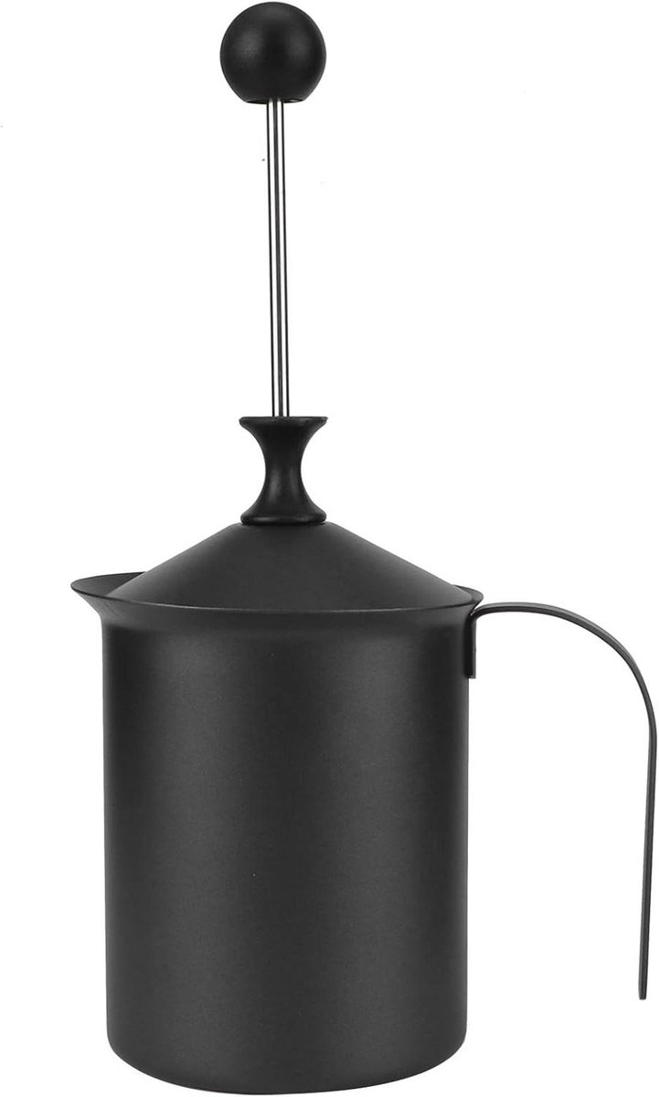 Handmatige Melkopschuimer - Koffie Opschuimer - Zelf Koffie Maken - Dubbel Mesh Ontwerp - 400CC - Zilverkleurig