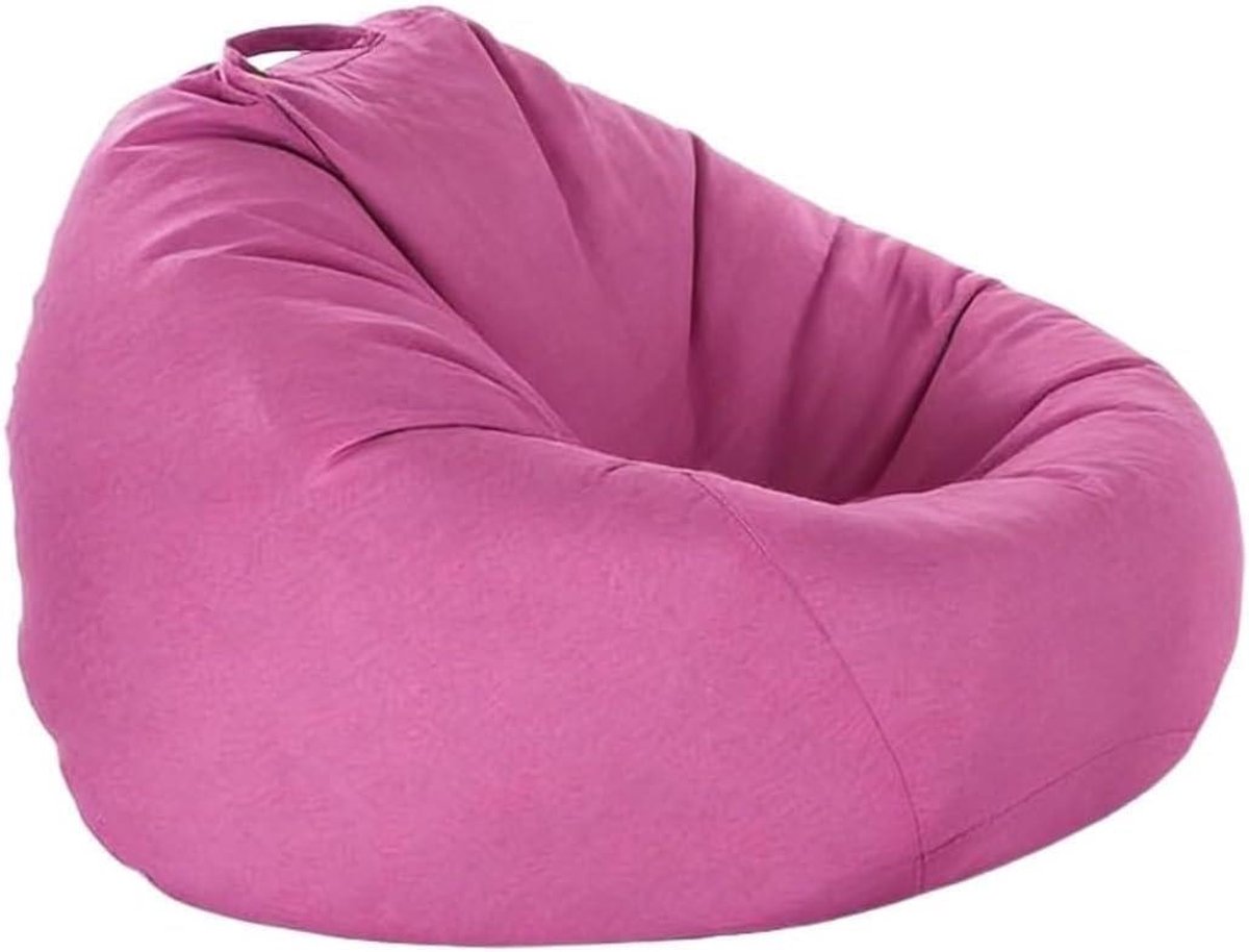 Zitzak Hoes - Opbergzak Zit - Knuffels Opbergen - Katoen Linnen Mix - 80x90cm - Roze