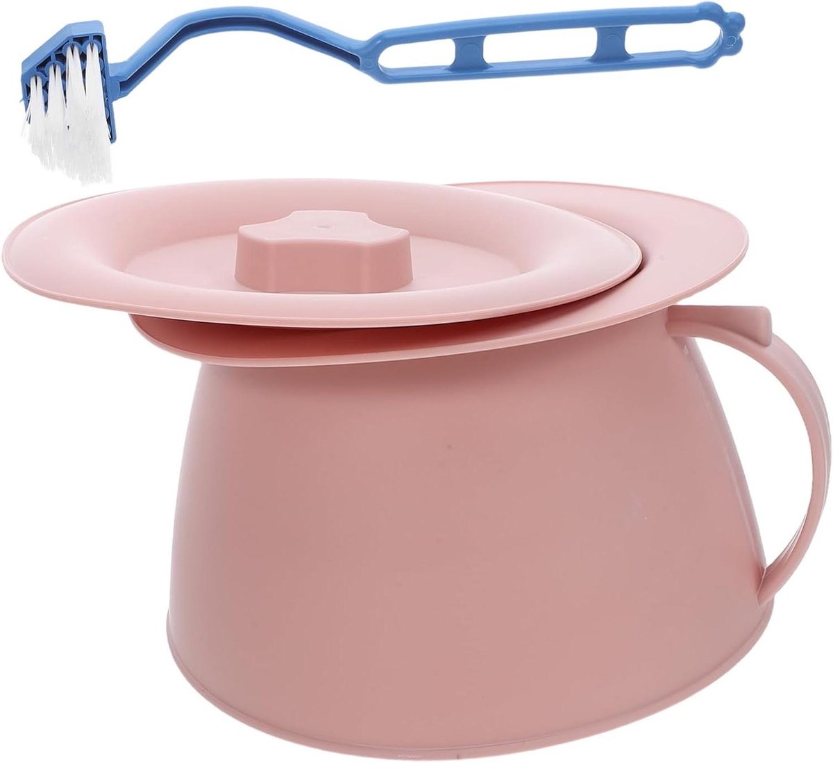 Draagbare Bedpan - Urinecontainer Ouderen - Nachtelijk Toiletbezoek - Verdikte Kunststof Constructie - 22.3 x 22.3 x 13.6 cm - Roze