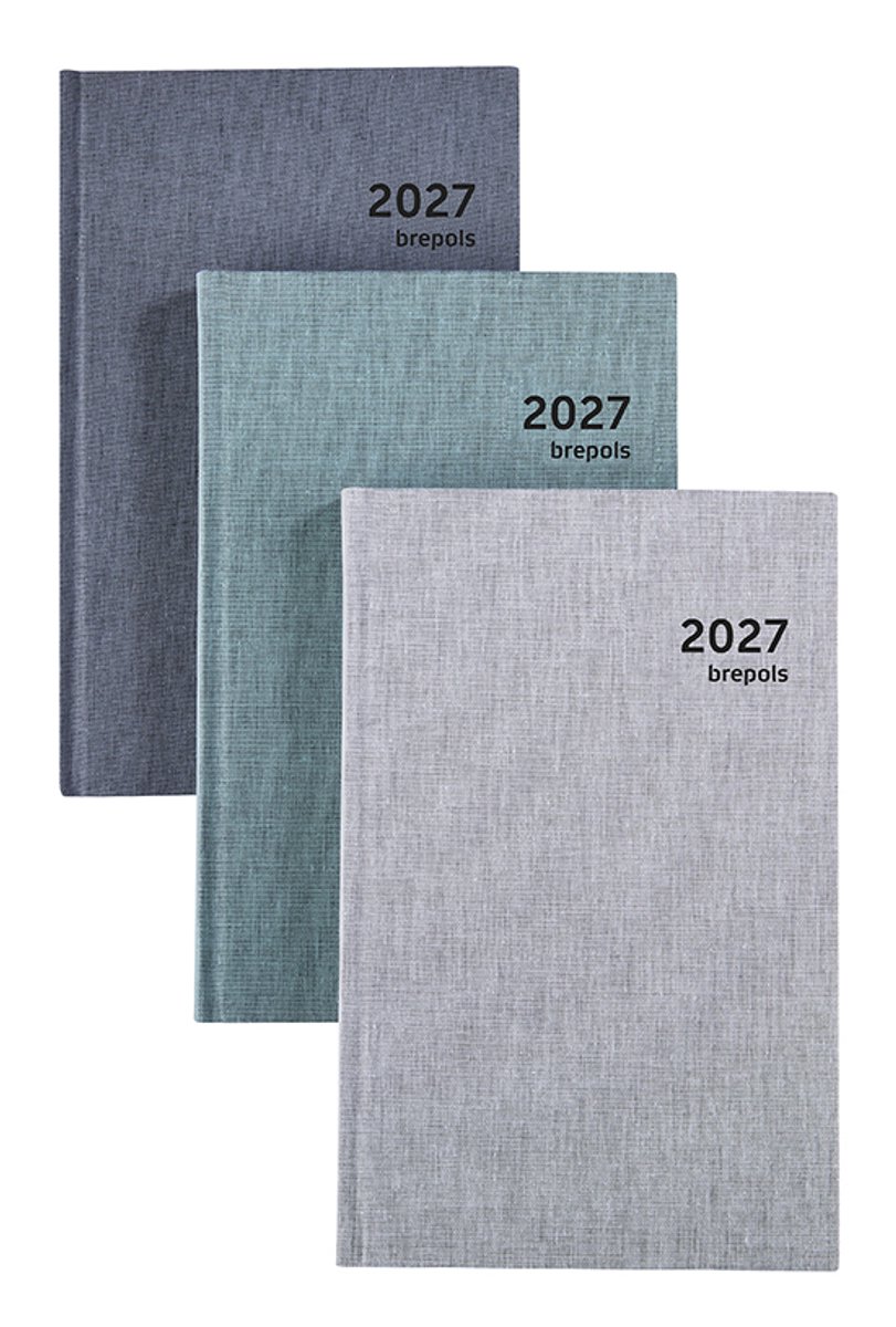 Brepols bureau agenda 2027 - SATURNUS LUXE [0.216] - DUBLETTA - Bureau agenda - 1 dag op 1 pagina - Dagoverzicht - Blauw/grijs - 13.3 x 20.8 cm