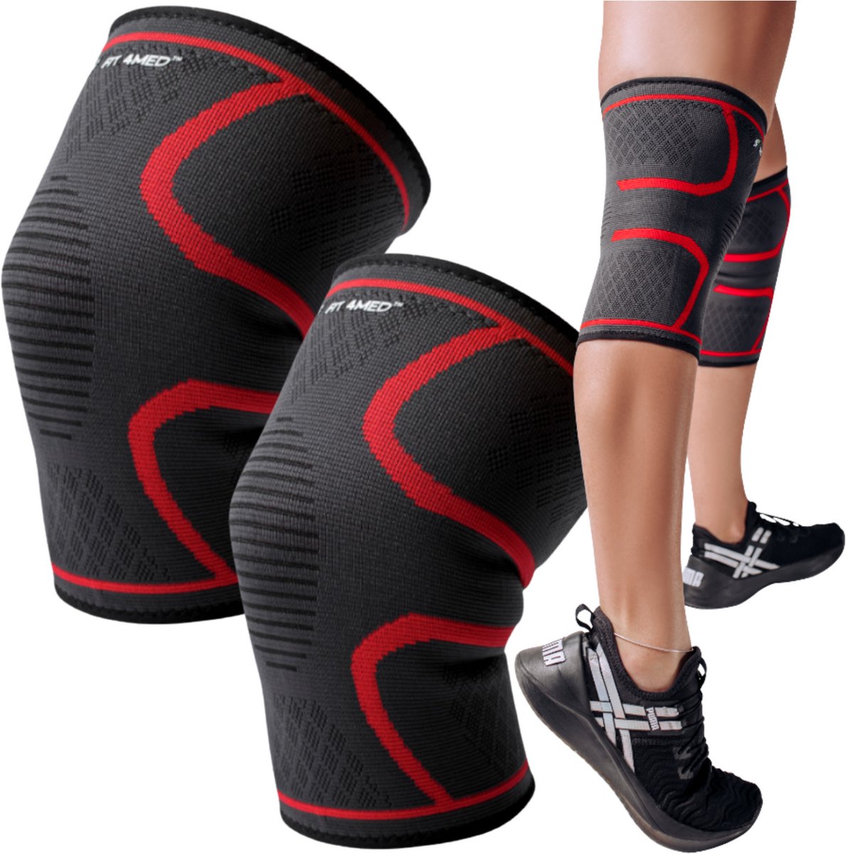 Mona - Compressie Knieband - Stabilisatie - 3D-Weefsel - Zwart