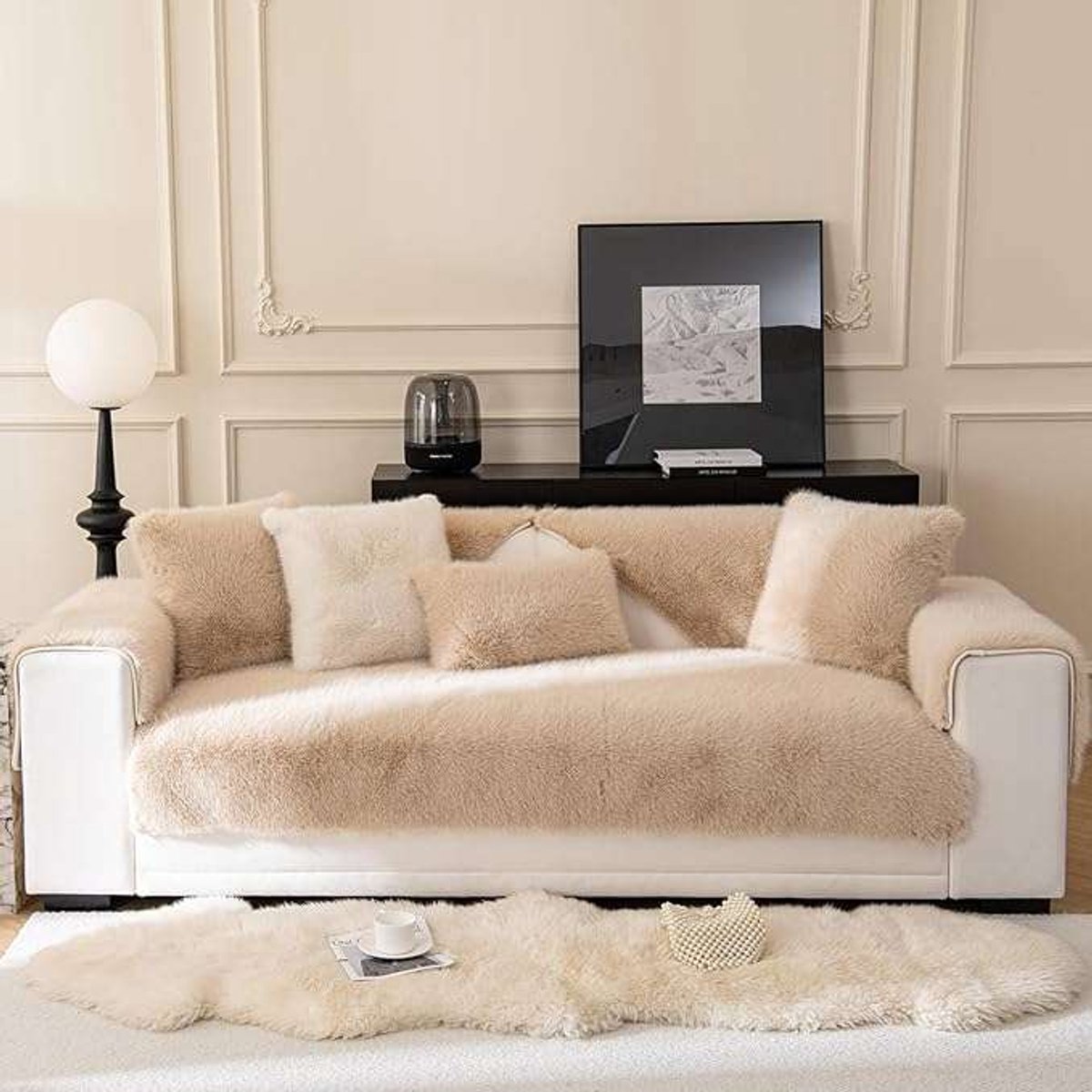 CE - Sofa Overtrek - 70x70 cm - Antislip - Beige