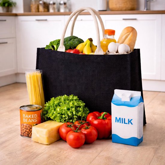 Sac cabas / cabas noir en jute 42 cm - Sacs cabas / cabas robustes