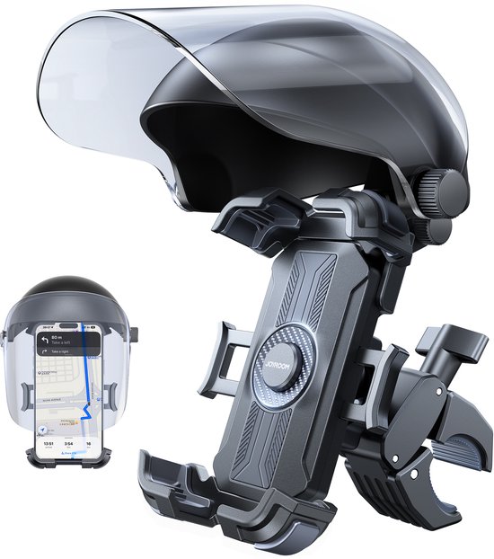 Telefoonhouder Motor met Zonneklep - Scooter & Fiets - 360 Graden Verstelbaar - Zwart
