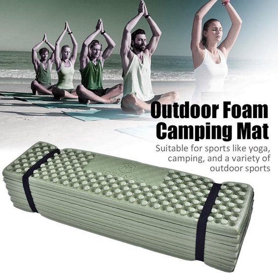 Schuimmat Opvouwbaar - Fitnessmat Yogamat - Outdoor Activiteiten - Eiercel Vorm - 192 x 56 cm - Leger Groen — afbeelding 2